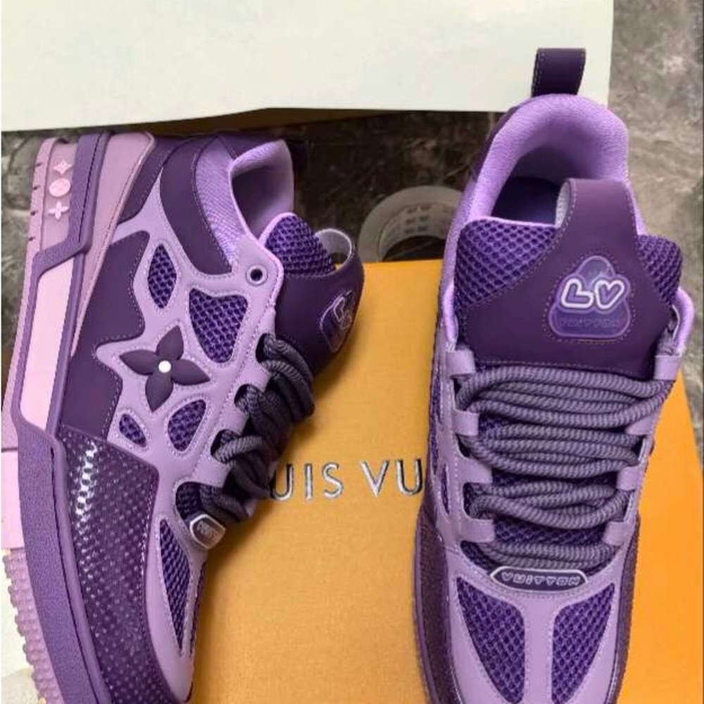 Louis Vuitton Purple Athletic Shoes with Web Design